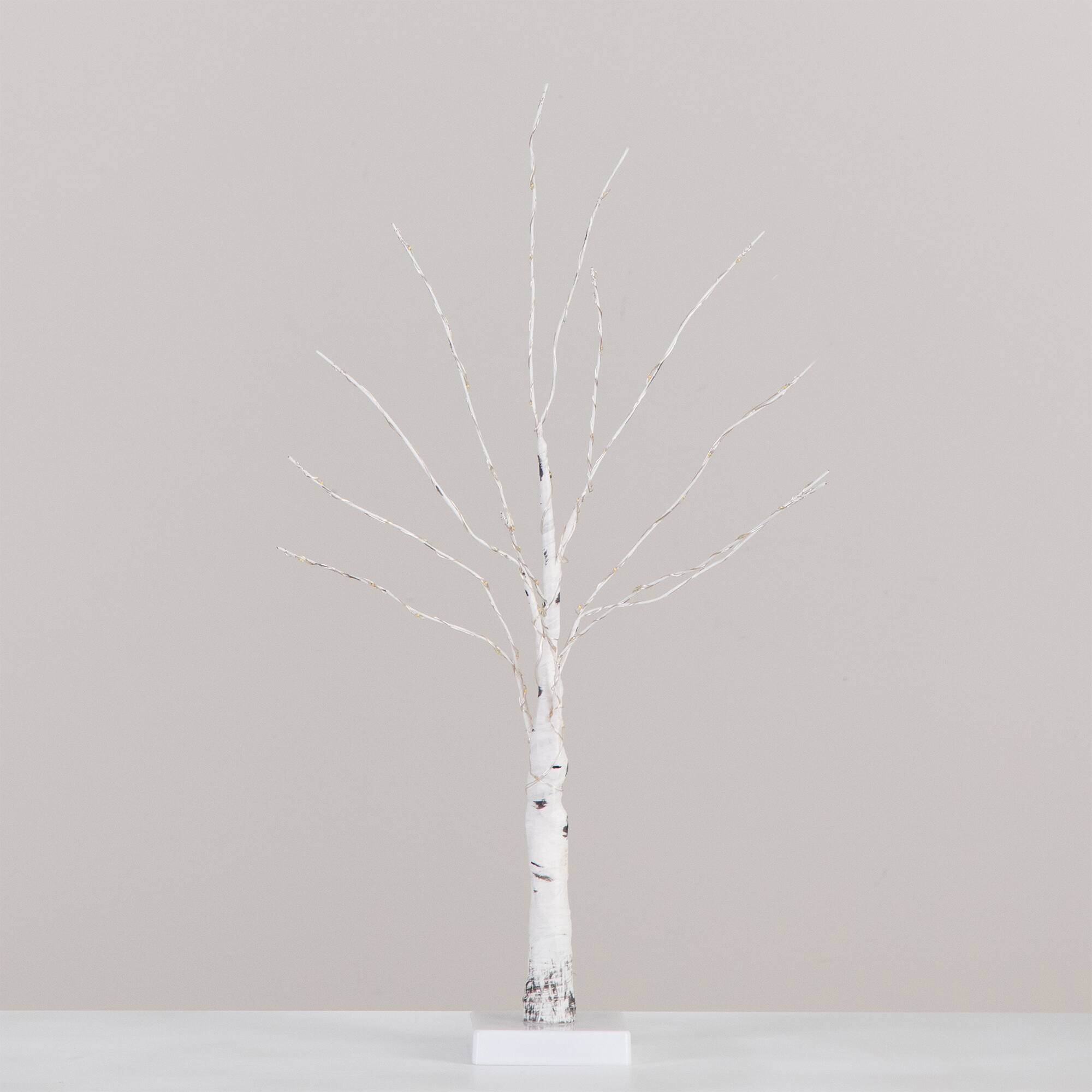 2ft. Pre-Lit White Birch Artificial Christmas Tree, Warm White LED Lights